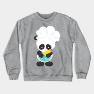 Cooking Panda, Baking Panda, Apron, Rolling Pin Crewneck Sweatshirt